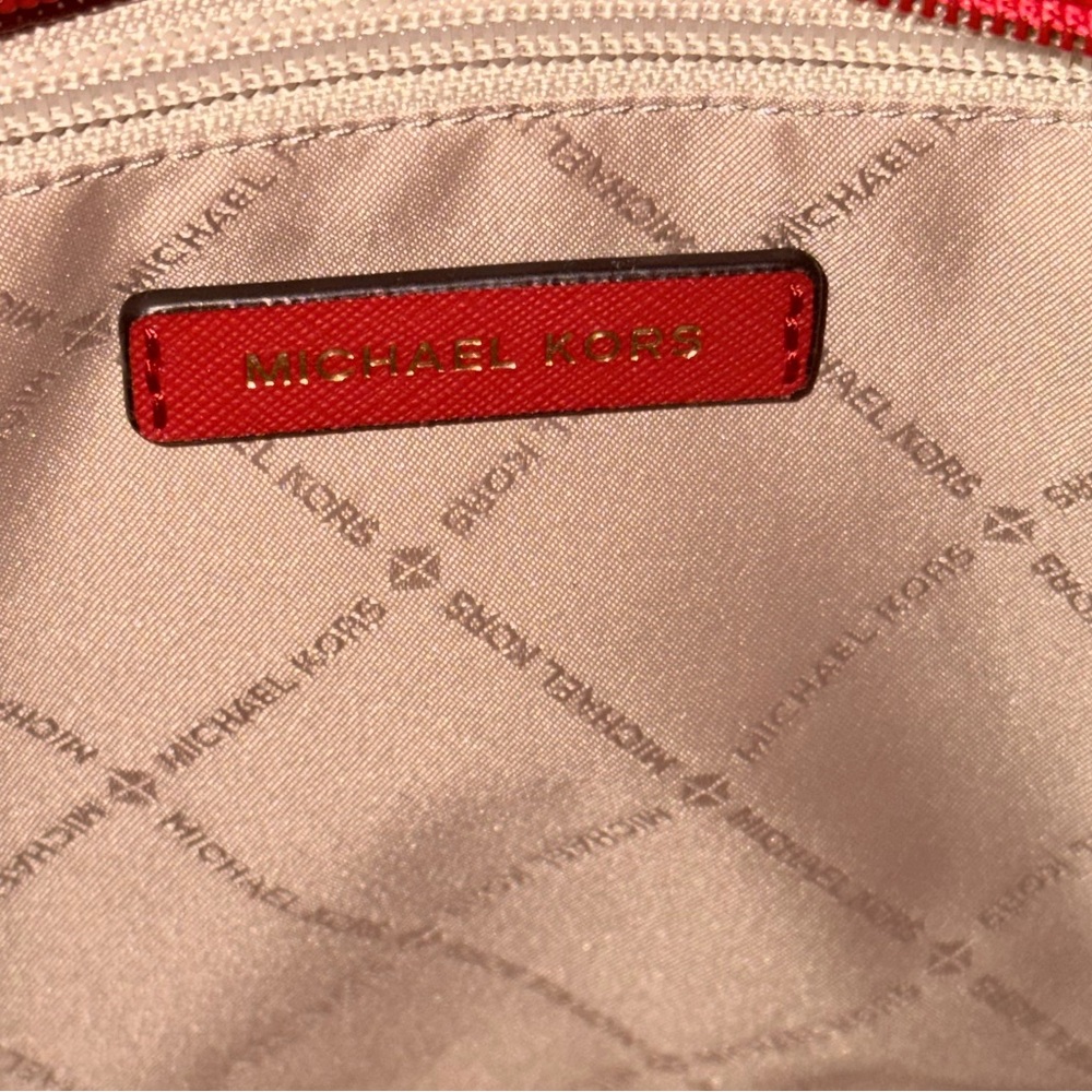NOT 4 SALE! Michael Kors Jet Set Travel Red Leather Chain Shoulder Bag Large - Picture 13 of 15
